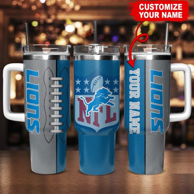 Detroit Lions Nfl Custom Stanley Quencher 40Oz Stainless Steel Tumbler With Handle - Image 2