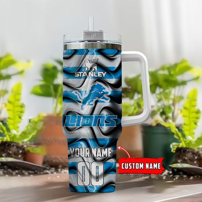 Detroit Lions Nfl Custom Stanley Quencher 40Oz Stainless Steel Tumbler With Handle - Image 2