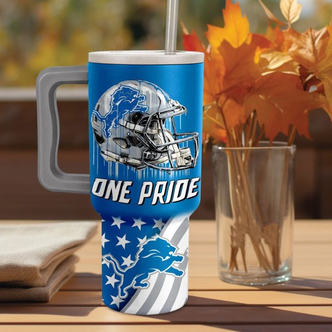 Detroit Lions Nfl Custom Stanley Quencher 40Oz Stainless Steel Tumbler With Handle - Image 3