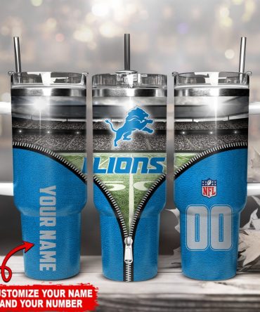Detroit Lions Nfl Custom Stanley Quencher 40Oz Stainless Steel Tumbler With Handle