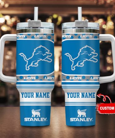 Detroit Lions Nfl Custom Stanley Quencher 40Oz Stainless Steel Tumbler With Handle