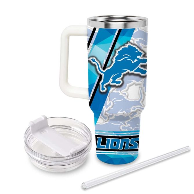Detroit Lions Nfl Custom Stanley Quencher 40Oz Stainless Steel Tumbler With Handle - Image 2