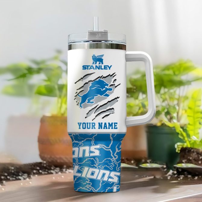 Detroit Lions Nfl Custom Stanley Quencher 40Oz Stainless Steel Tumbler With Handle - Image 2