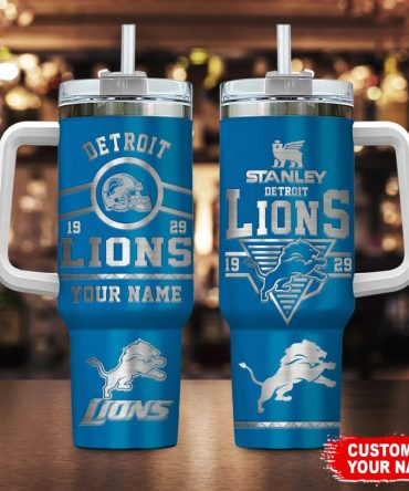 Detroit Lions Nfl Custom Stanley Quencher 40Oz Stainless Steel Tumbler With Handle