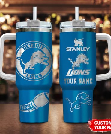 Detroit Lions Nfl Custom Stanley Quencher 40Oz Stainless Steel Tumbler With Handle
