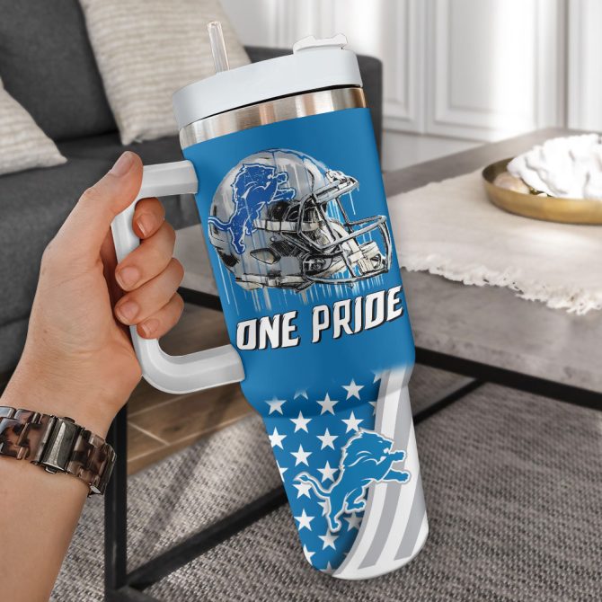 Detroit Lions Nfl Custom Stanley Quencher 40Oz Stainless Steel Tumbler With Handle - Image 2