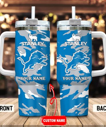 Detroit Lions Nfl Custom Stanley Quencher 40Oz Stainless Steel Tumbler With Handle