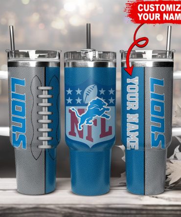 Detroit Lions Nfl Custom Stanley Quencher 40Oz Stainless Steel Tumbler With Handle