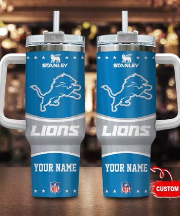 Detroit Lions Nfl Custom Stanley Quencher 40Oz Stainless Steel Tumbler With Handle
