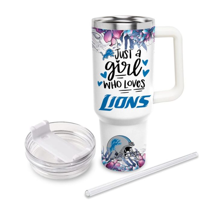 Detroit Lions Nfl Custom Stanley Quencher 40Oz Stainless Steel Tumbler With Handle - Image 3