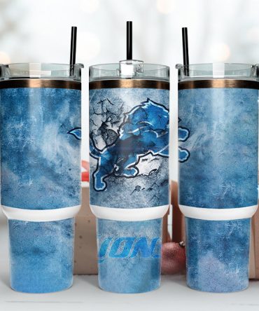 Detroit Lions Nfl Custom Stanley Quencher 40Oz Stainless Steel Tumbler With Handle
