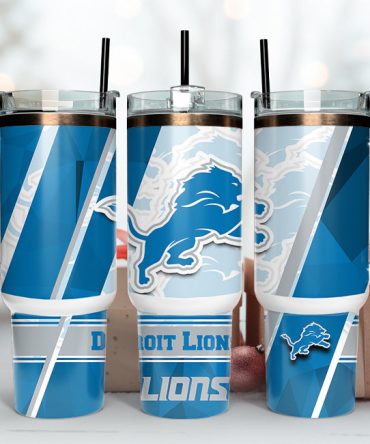 Detroit Lions Nfl Custom Stanley Quencher 40Oz Stainless Steel Tumbler With Handle