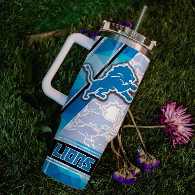 Detroit Lions Nfl Custom Stanley Quencher 40Oz Stainless Steel Tumbler With Handle - Image 6
