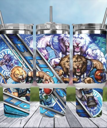 Detroit Lions Nfl Mascot Custom Stanley Quencher 40Oz Stainless Steel Tumbler With Handle