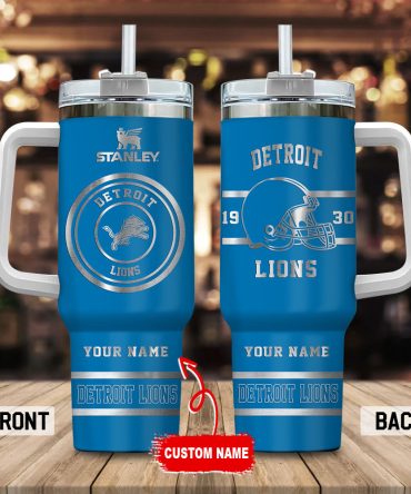 Detroit Lions Nfl Custom Stanley Quencher 40Oz Stainless Steel Tumbler With Handle