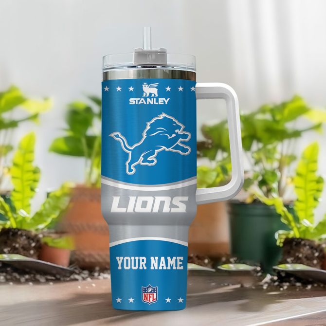 Detroit Lions Nfl Custom Stanley Quencher 40Oz Stainless Steel Tumbler With Handle - Image 2