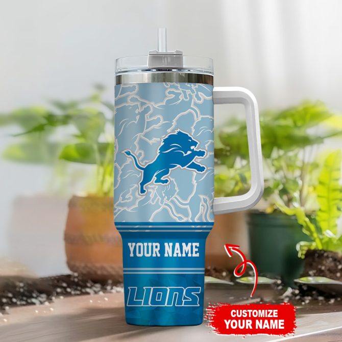 Detroit Lions Nfl Custom Stanley Quencher 40Oz Stainless Steel Tumbler With Handle - Image 2