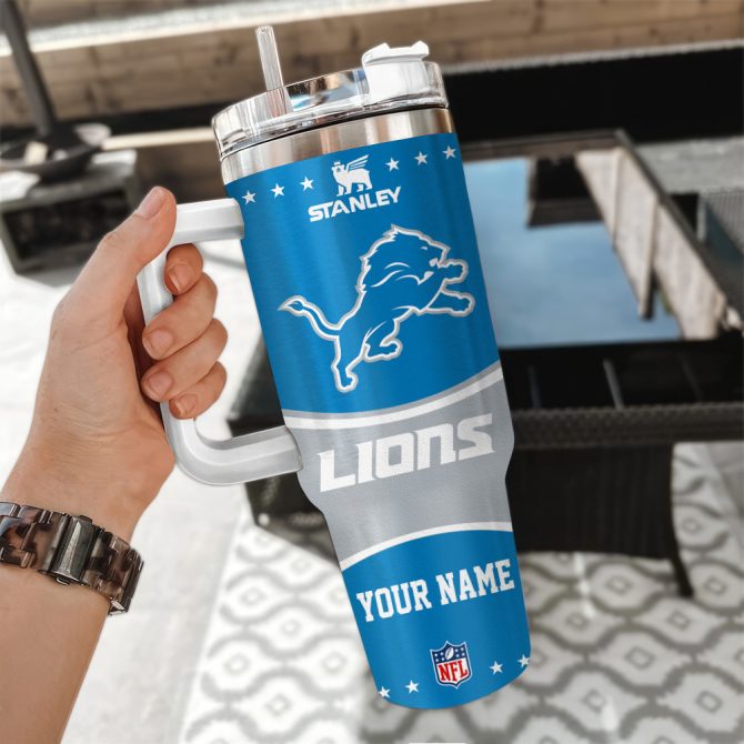 Detroit Lions Nfl Custom Stanley Quencher 40Oz Stainless Steel Tumbler With Handle - Image 3