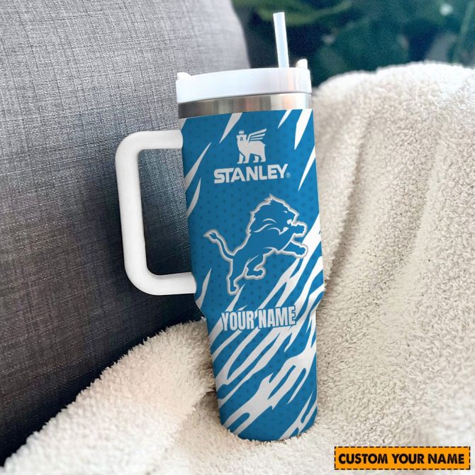 Detroit Lions Nfl Custom Stanley Quencher 40Oz Stainless Steel Tumbler With Handle - Image 2