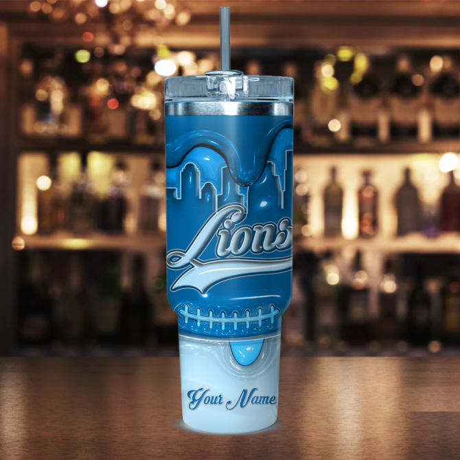 Detroit Lions Nfl Custom Stanley Quencher 40Oz Stainless Steel Tumbler With Handle - Image 2