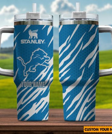 Detroit Lions Nfl Custom Stanley Quencher 40Oz Stainless Steel Tumbler With Handle