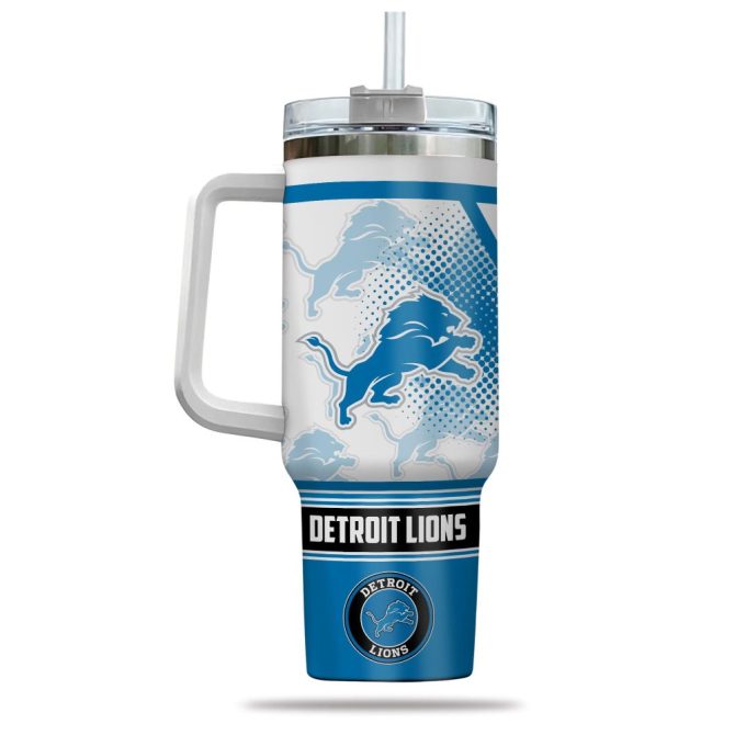 Detroit Lions Nfl Custom Stanley Quencher 40Oz Stainless Steel Tumbler With Handle - Image 3