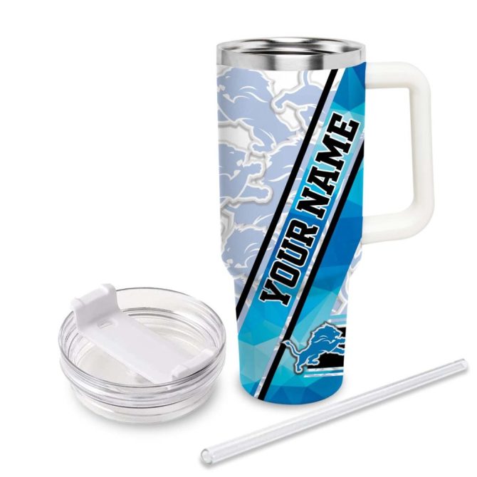 Detroit Lions Nfl Custom Stanley Quencher 40Oz Stainless Steel Tumbler With Handle - Image 3