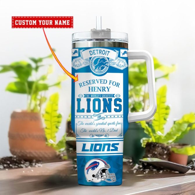 Detroit Lions Nfl Father #8217;S Day Custom Stanley Quencher 40Oz Stainless Steel - Image 2