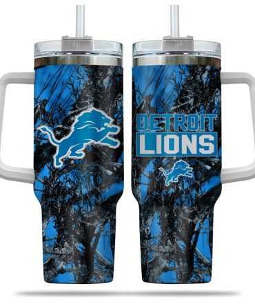 Detroit Lions Nfl Hunting Custom Stanley Quencher 40Oz Stainless Steel Tumbler With Handle