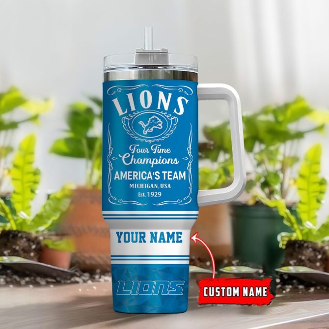 Detroit Lions Nfl Custom Stanley Quencher 40Oz Stainless Steel Tumbler With Handle - Image 2