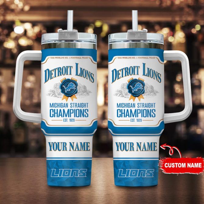 Detroit Lions Nfl Jim Beam Custom Stanley Quencher 40Oz Stainless Steel Tumbler With Handle