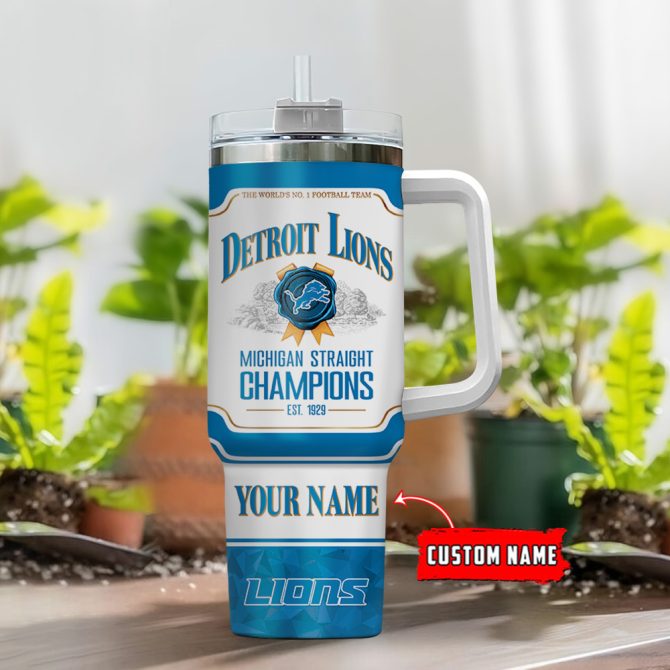 Detroit Lions Nfl Jim Beam Custom Stanley Quencher 40Oz Stainless Steel Tumbler With Handle - Image 2