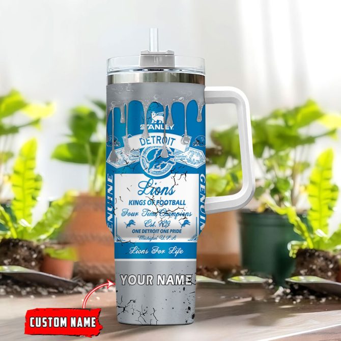 Detroit Lions Nfl Kings Of Football Custom Stanley Quencher 40Oz Stainless Steel Tumbler With Handle - Image 2