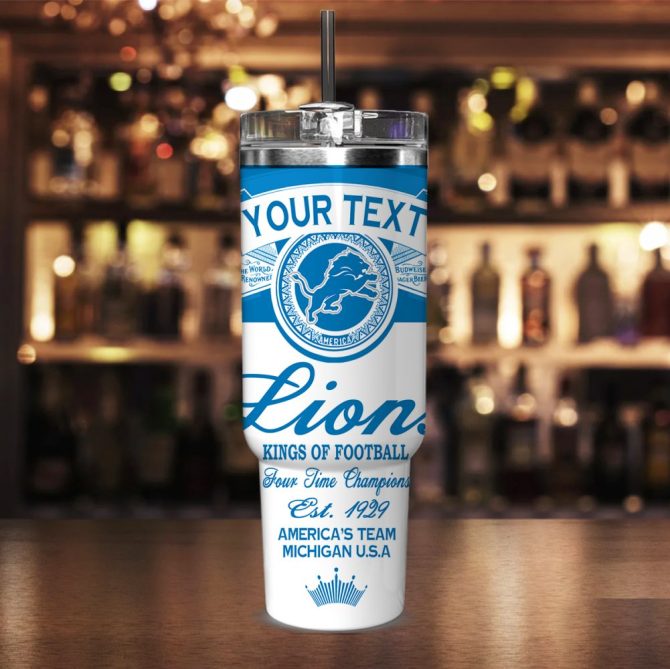 Detroit Lions Nfl Kings Of Football Custom Stanley Quencher 40Oz Stainless Steel Tumbler With Handle - Image 2