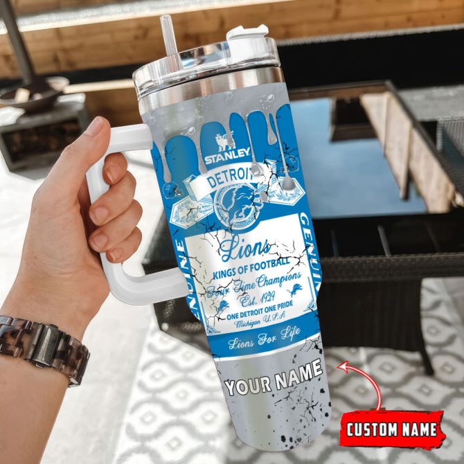 Detroit Lions Nfl Kings Of Football Custom Stanley Quencher 40Oz Stainless Steel Tumbler With Handle - Image 3