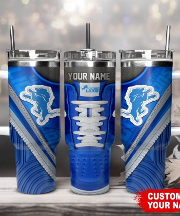 Detroit Lions Nfl Sneaker Custom Stanley Quencher 40Oz Stainless Steel Tumbler With Handle