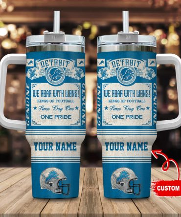 Detroit Lions Nfl Vintage Kings Of Football Custom Stanley Quencher 40Oz Stainless Steel Tumbler With Handle