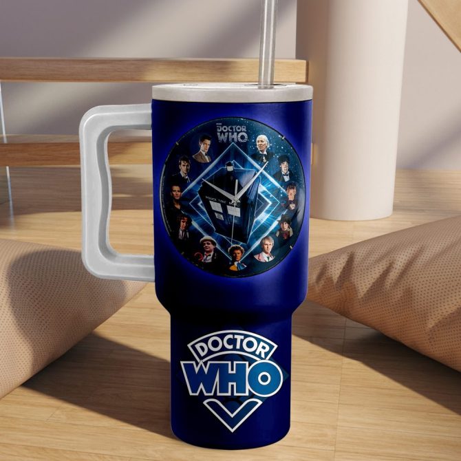 Doctor Who Custom Stanley Quencher 40Oz Stainless Steel Tumbler With Handle - Image 3