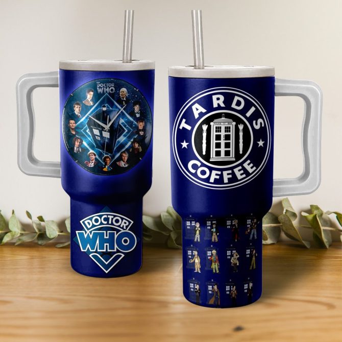 Doctor Who Custom Stanley Quencher 40Oz Stainless Steel Tumbler With Handle