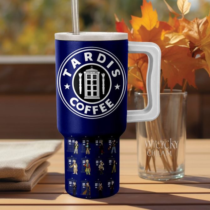 Doctor Who Custom Stanley Quencher 40Oz Stainless Steel Tumbler With Handle - Image 2