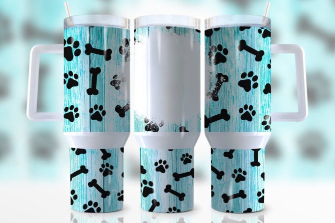 Dog Paw Custom Stanley Quencher 40Oz Stainless Steel Tumbler With Handle