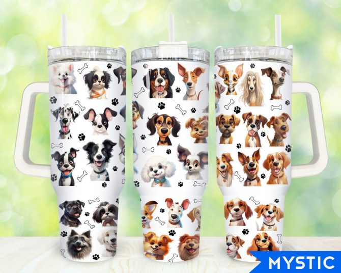 Dogs Custom Stanley Quencher 40Oz Stainless Steel Tumbler With Handle
