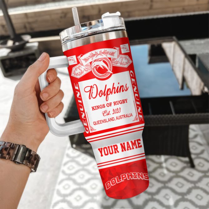 Dolphins Kings Of Rugby Nrl Custom Stanley Quencher 40Oz Stainless Steel Tumbler With Handle - Image 3