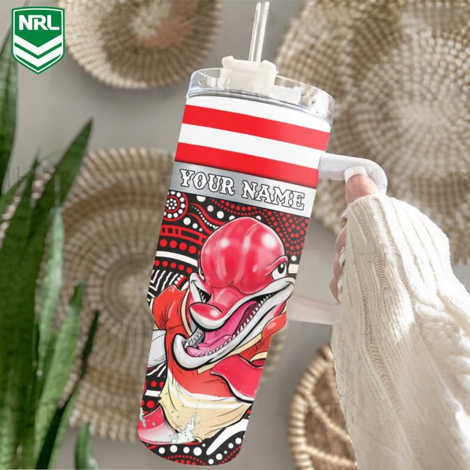 Dolphins Mascot Nrl Custom Stanley Quencher 40Oz Stainless Steel Tumbler With Handle - Image 2