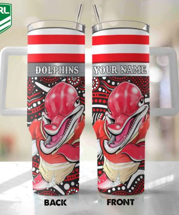 Dolphins Mascot Nrl Custom Stanley Quencher 40Oz Stainless Steel Tumbler With Handle