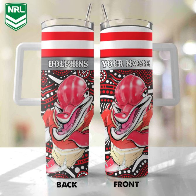 Dolphins Mascot Nrl Custom Stanley Quencher 40Oz Stainless Steel Tumbler With Handle