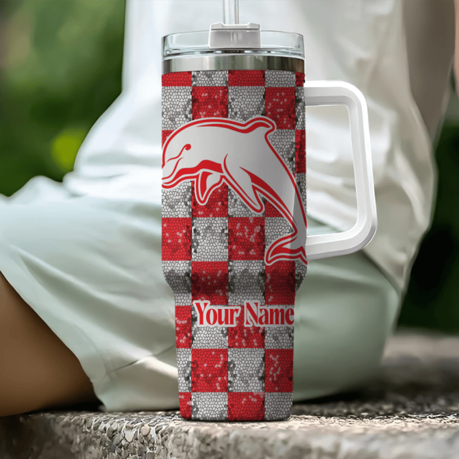 Dolphins Nrl Custom Stanley Quencher 40Oz Stainless Steel Tumbler With Handle