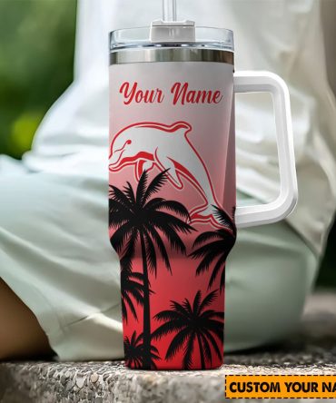 Dolphins Nrl Custom Stanley Quencher 40Oz Stainless Steel Tumbler With Handle
