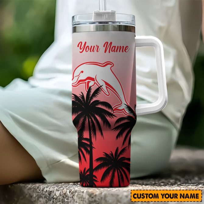 Dolphins Nrl Custom Stanley Quencher 40Oz Stainless Steel Tumbler With Handle