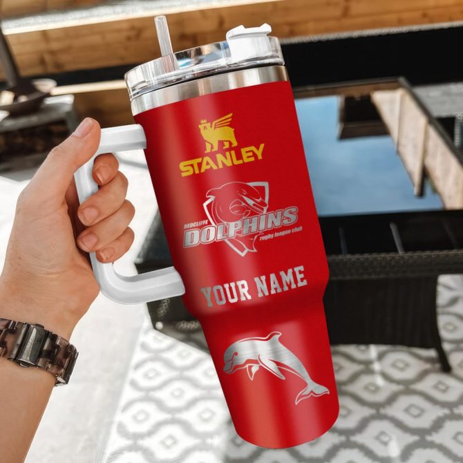 Dolphins Nrl Custom Stanley Quencher 40Oz Stainless Steel Tumbler With Handle - Image 3